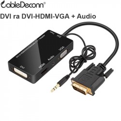 Bộ chuyển DVI ra HDMI-DVI-VGA có audio 3.5mm 25Cm CableDeconn