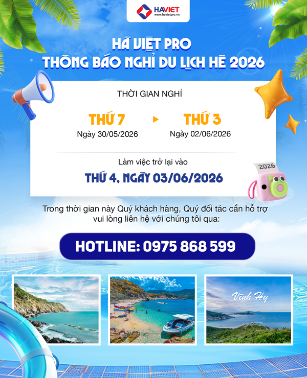 HÀ VIỆT PRO THÔNG BÁO NGHỈ DU LỊCH HÈ NĂM 2026