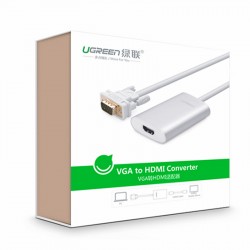 Bộ cáp chuyển VGA USB DC sound card sang HDMI 1080P 50Cm Ugreen 40263