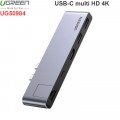 2 USB-C Macbook Pro ra HDMI 4K LAN 1Gbps USB HUB 2 port sạc PD100W Ugreen 50984