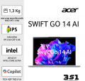 Laptop Acer Swift Go SFG14-73-71ZX NX.KSLSV.002 (Intel Core Ultra 7 155H | 16 GB | 512GB | Intel Arc | 14 inch 2.8K | Win 11 | Bạc)