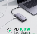 Bộ chuyển USB C 7 trong 1 Ugreen 50852, HDMI 4K + USB 3.0 + LAN 1Gbps + TF/SD + PD 100W cao cấp chính hãng