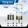 Thang rút inox SUMIKA T380, đai đen, chiều cao 3.8m