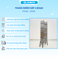 Thang nhôm gấp 4 đoạn SUMIKA SK605, chữ A cao 2.9m, chữ I cao 5.8m