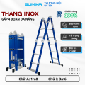 Thang inox gấp 4 đoạn Sumika SKS603, chữ A cao 1.7m, chữ I cao 3.4m