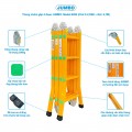 Thang nhôm gấp 4 đoạn JUMBO B204, chữ A cao 2.35m