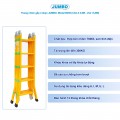 Thang nhôm gấp 4 đoạn JUMBO B205, chữ A cao 2.9m