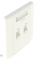 Mặt ổ cắm mạng Panduit NetKey 2 Port 86x86mm có nắp che NKFPL86F2SAW – Keystone – Màu trắng Arctic White