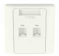 Mặt ổ cắm mạng Panduit NetKey 2 Port 86x86mm có nắp che NKFPL86F2SAW – Keystone – Màu trắng Arctic White