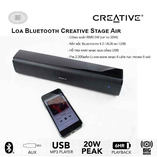 Loa Bluetooth Creative Stage Air (Bluetooth 4.2/AUX-in/USB)