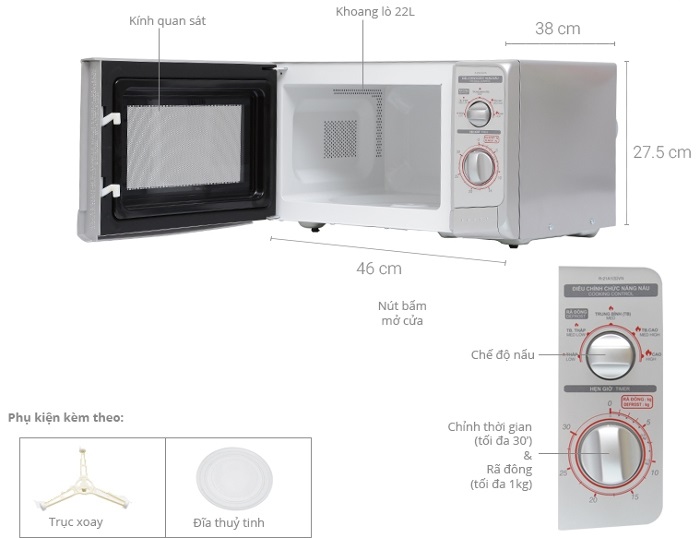Lò vi sóng cơ Sharp R-21A1(S)VN