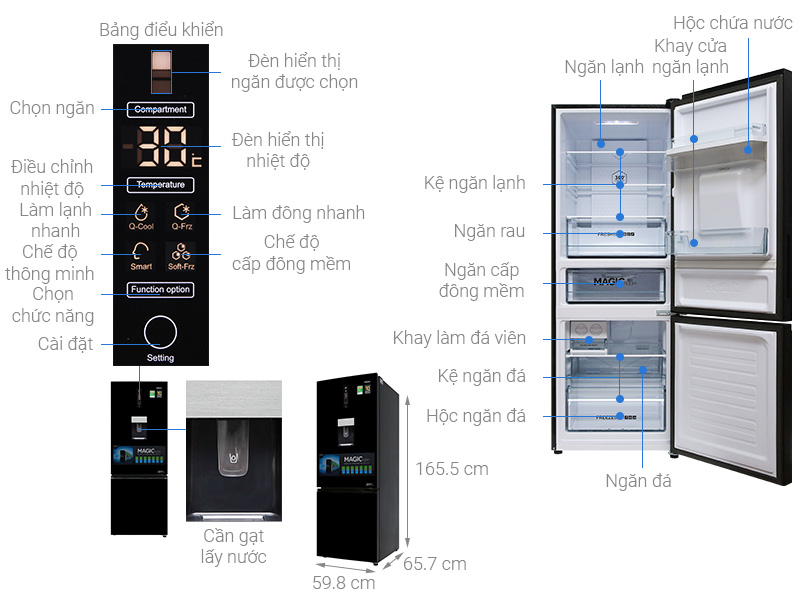 Tủ lạnh Aqua Inverter 288 lít AQR-IW338EB (BS)