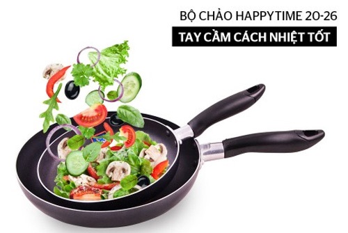 Cặp chảo trơn chống dính Happy Time 20cm và 26cm