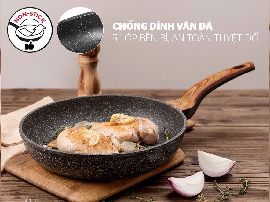 Chảo đúc vân đá đáy từ Sunhouse Mama SHG1128MMC