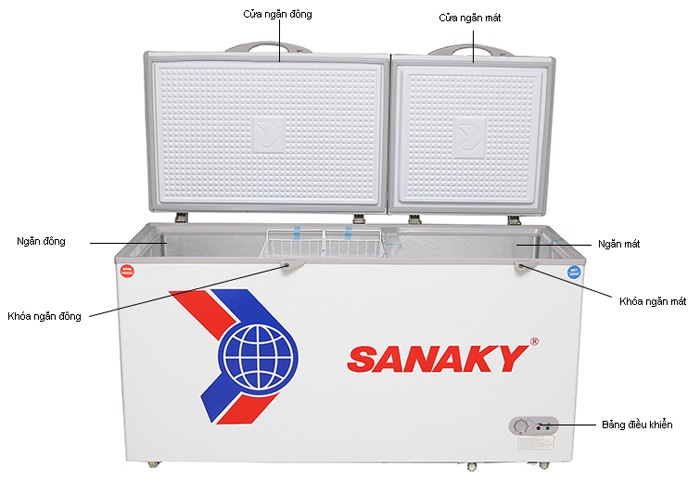 Tủ đông 2 ngăn 2 cánh Sanaky VH-5699W3 400 lít