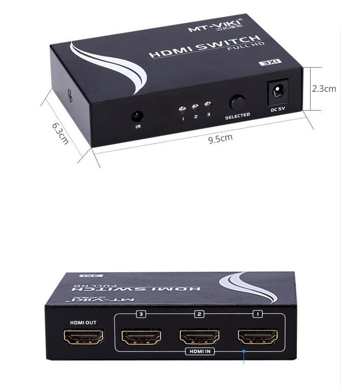 Bộ chuyển mạch HDMI 3x1 Port, có điều khiển MT-VIKI 