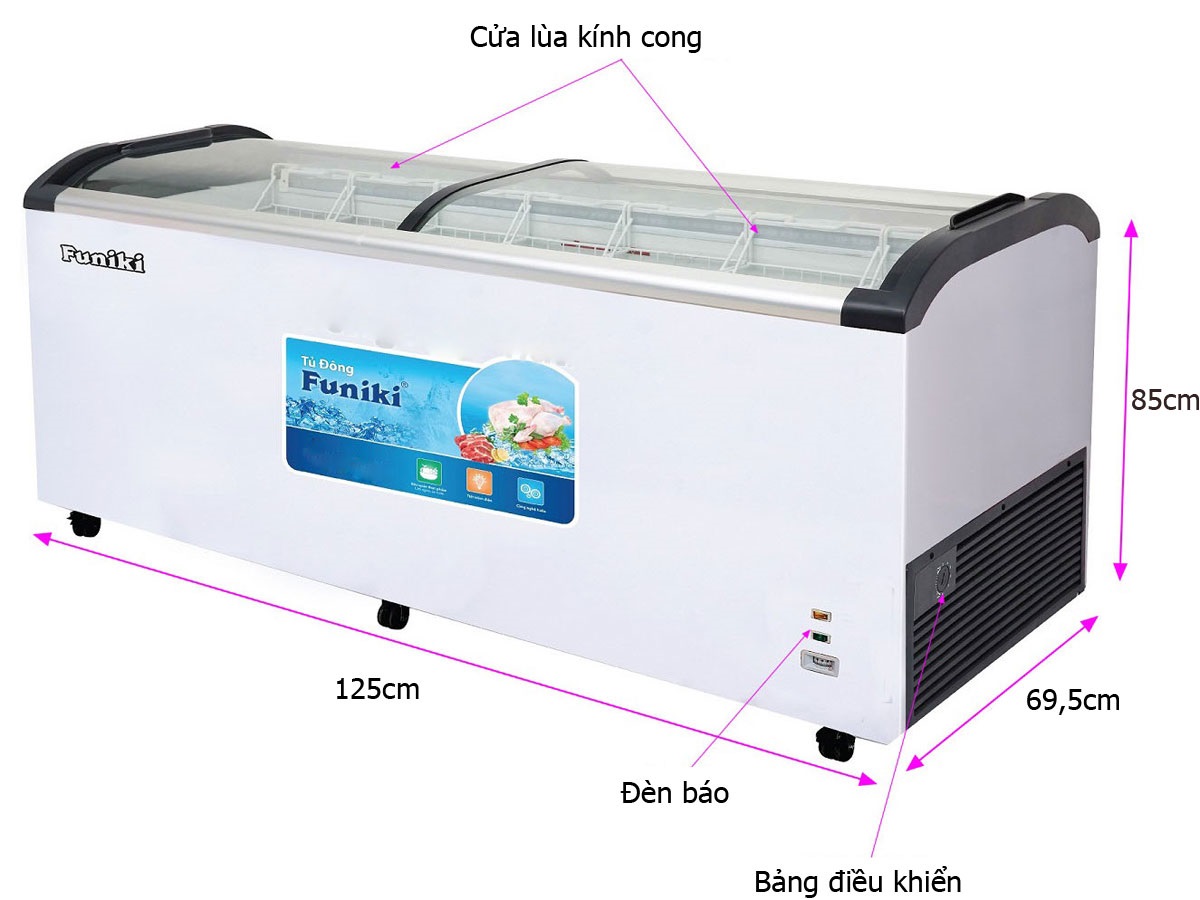 Tủ đông kính cong Funiki HCF 680S1PĐG.N (355 lít)