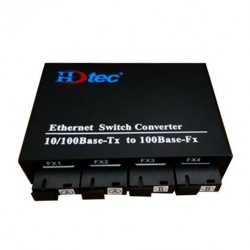 Converter quang 4 sợi HDTec + 4 cổng RJ45 10/100M 25km