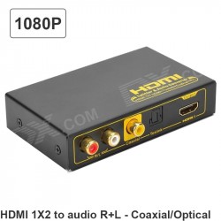 Bộ chia HDMI 1x2Port có Toslink + Coaxial R + L Audio - HDMI to HDMI to Audio