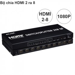 BỘ CHIA HDMI 2 VÀO 8 RA FULL HD 1080P CÓ ĐIỀU KHIỂN