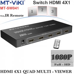 Bộ gộp HDMI 4 đầu vào hiển thị trên cùng 1 màn hình - HDMI switch 4X1 quad multi Viewer MT-VIKI MT-SW041