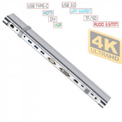 USB type-C sang HD/VGA/DVI 3port USB 3.0/LAN 1Gbps/SD-Tf/Audio 3.5mm/Microphone UGREEN 40373