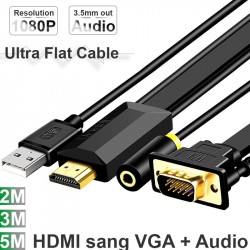 DÂY CÁP CHUYỂN HDMI SANG VGA + AUDIO (2m, 3m, 5m) FULL HD 1080P