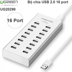 Thiết bị chia 16 cổng USB 2.0 Ugreen 20298 - Hỗ trợ nguồn ngoài