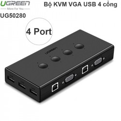 KVM switch 4 cổng - Chuyển 4 CPU Laptop ra 1 màn hình điều khiển chuột bàn phím Ugreen 50280