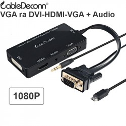 Bộ chuyển VGA ra HDMI-DVI-VGA có audio 3.5mm 25Cm CableDeconn