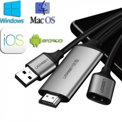 CÁP USB RA HDMI - CÁP MICRO USB USB-C LIGHTNING TO HDMI 1080P 1.5 MÉT UGREEN 50291