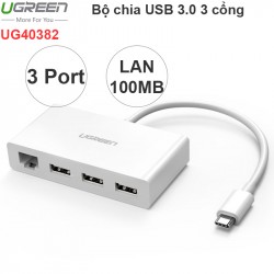 Bộ chia USB Type C ra 3 cổng USB 3.0 1 cổng LAN 10/100Mbps UGREEN 40382