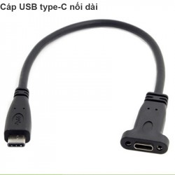 Cáp nối dài USB-C 1 đầu đực 1 đầu cái 20Cm (có đai bắt vít)