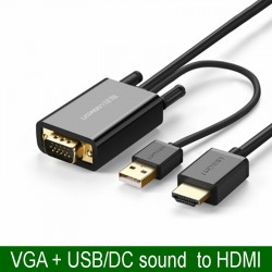 VGA USB AUDIO SANG HDMI 2 MÉT UGREEN 30840 - CÁP VGA RA HD