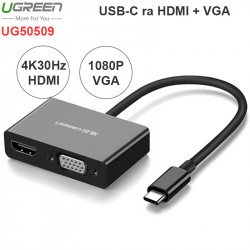 USB-C ra HDMI VGA 15Cm hỗ trợ 1080P 4K30Hz UGREEN 50509