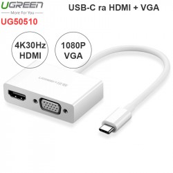 USB-C ra HDMI VGA 15Cm hỗ trợ 1080P 4K30Hz UGREEN 50510
