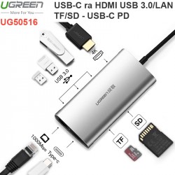 USB-C ra HDMI 4K RJ45 SD Micro SD 3 cổng USB 3.0 Ugreen 50516