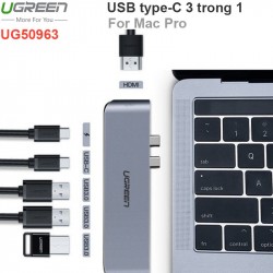 Bộ chuyển cho Macbook Pro - USB-C ra HDMI 4K 3 port USB 3.0/2 port USB-C/Thunderbolt 3 40Gbps UGREEN 50963
