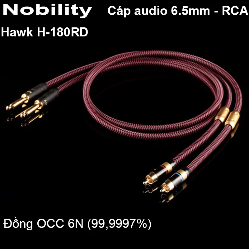Cáp Audio RCA ra 6.5mm đồng 6N OCC Nobility Hawk H-180RD