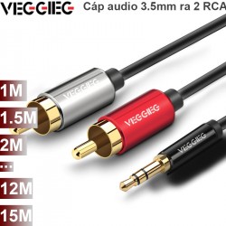 Dây cáp audio 3.5mm ra 2 đầu bông sen AV RCA 1M 1.5M 2M 3M 5M 10M 12M 15M Veggieg