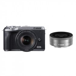 Máy ảnh Canon EOS M6 Mark II Kit 18-150mm + Canon EF-M22mm F2 STM/ Bạc (nhập khẩu)