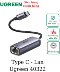 Cáp chuyển USB Type C sang LAN 1Gbps Ugreen 40322