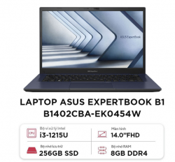 Laptop Asus ExpertBook B1 B1402CBA-EK0454W (Core ™ i3-1215U | 8GB | 256GB | Intel Iris Xe | 14.0-inch FHD | Đen)