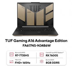 Laptop ASUS TUF Gaming A16 FA617NS-N3486W (AMD Ryzen 7-7735HS | 8GB | 512GB | RX 7600S 8GB | 16 inch FHD+ | Win 11 | Vàng)