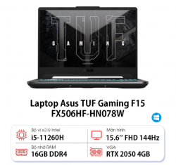 Laptop ASUS TUF Gaming F15 FX506HF-HN078W (Intel Core i5-11260H | 16GB | 512GB | RTX 2050 | 15.6 inch FHD | Win 11 | Đen)