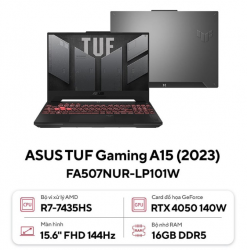 Laptop ASUS TUF Gaming A15 FA507NUR-LP101W (AMD Ryzen 7 7435HS | RTX 4050 |16GB | 512GB | 15.6 inch FHD 144Hz | Win 11 | Xám)