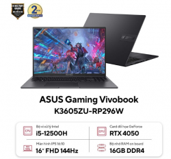 Laptop ASUS Gaming Vivobook K3605ZU-RP296W (Intel Core i5-12500H | 16GB | 512GB | RTX 4050 | 16 inch WUXGA | Win 11 | Đen)