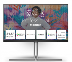 Màn hình AOC Graphic Pro U32U3CV/74 (31.5 Inch/UHD/NANO IPS/60Hz/4ms/Loa/RJ45/HDR400/USB-C 96W)