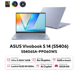 Laptop ASUS Vivobook S 14 OLED S5406SA-PP060WS (Intel Core Ultra 5 226V | 16GB | 512GB | Intel Arc | 14 inch 3K OLED| Win 11 | Office | Xanh)