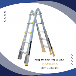 Thang nhôm rút lồng SUMIKA SKM405A,chữ A cao nhất 2.9m